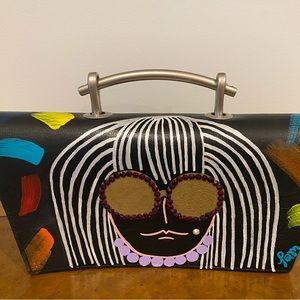 Custom Unique hand painted gorgeous leather purse made in Germany.